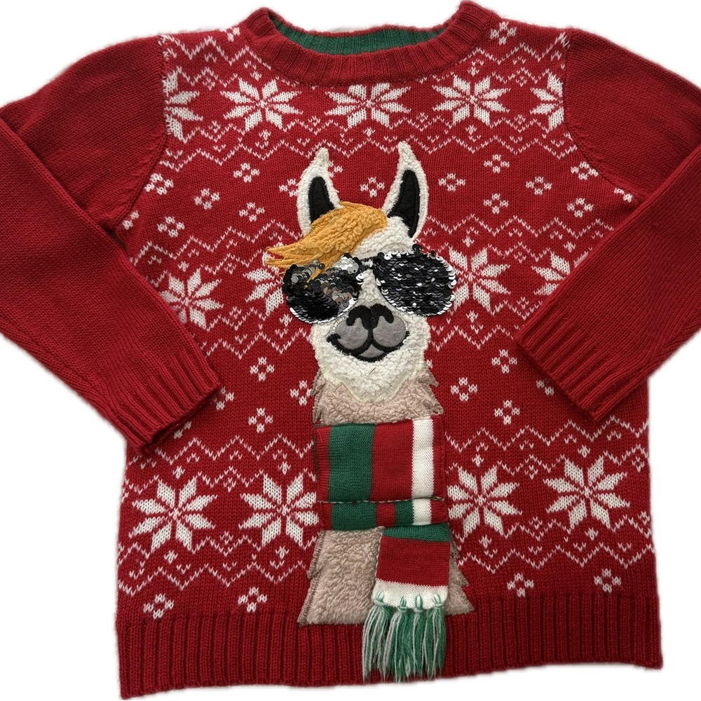 Red Llama Holiday Sweater for Kids